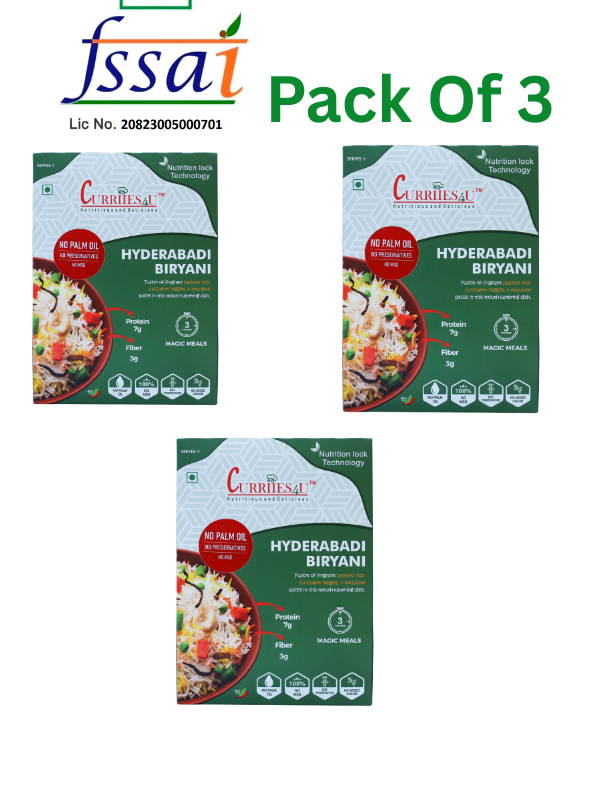 Meals Foods Hyderabadi Veg Biryani Pack of 3 | 900 g